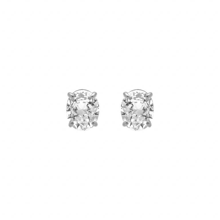 Boucles d'oreilles tige en acier avec oxydes de zirconium blancs
