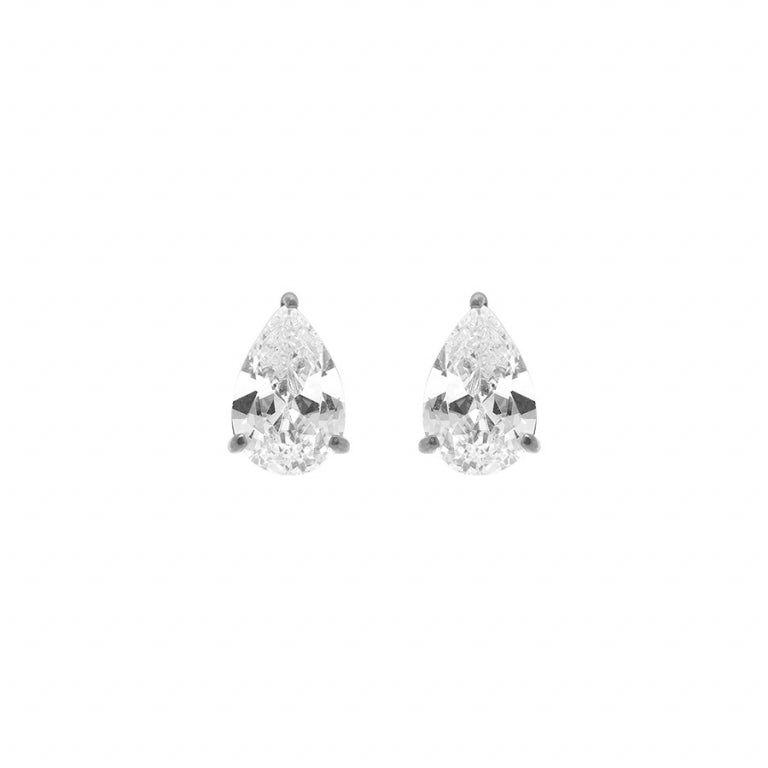 Boucles d’oreilles goutte en acier avec oxydes de zirconium blancs