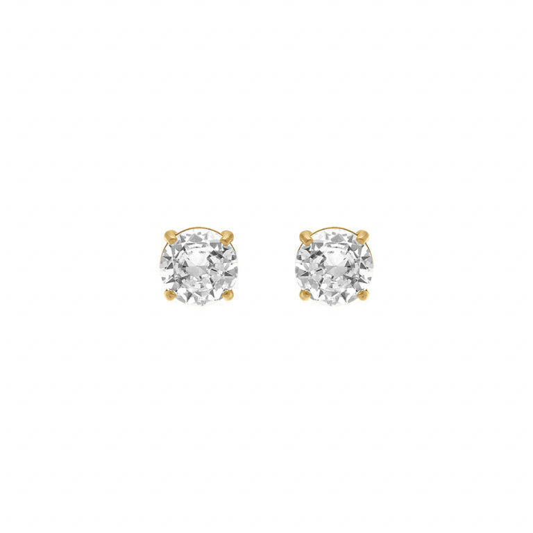 Boucles d'oreilles rondes en acier doré avec oxydes blancs