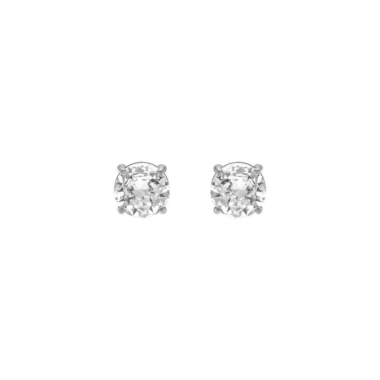 Boucles d’oreilles rondes en acier avec oxydes blancs