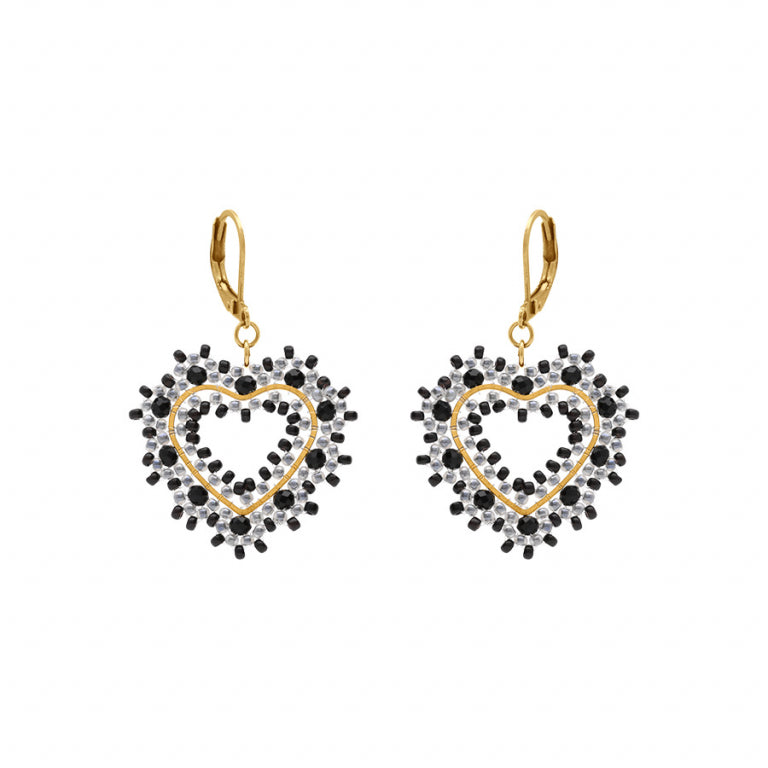 Boucles d’oreilles cœur perles de soleil – Acier | Azuline