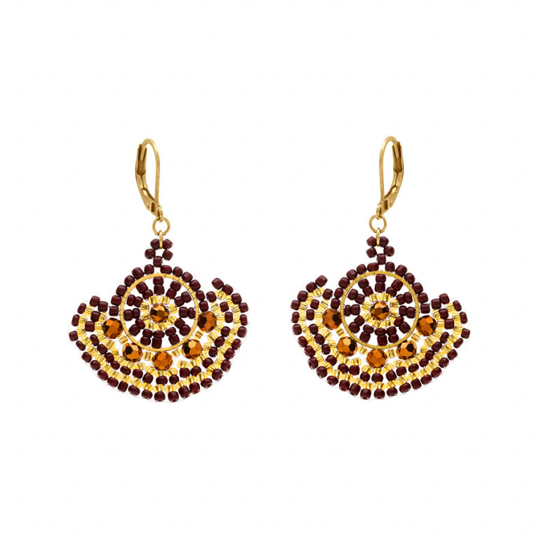 Boucles d’oreilles motif perles couleur chocolat – Acier | Azuline