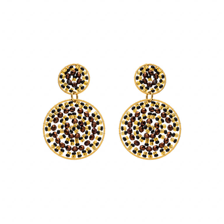 Boucles d’oreilles cercles couleur chocolat en acier doré