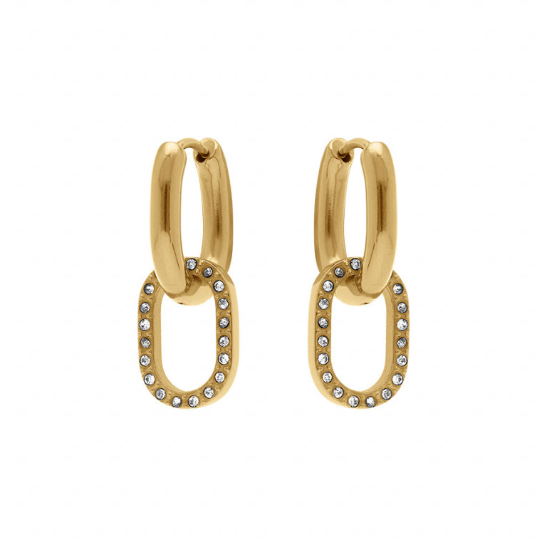 Boucles d'oreilles 2 mailles oxydes blancs – Acier | Azuline