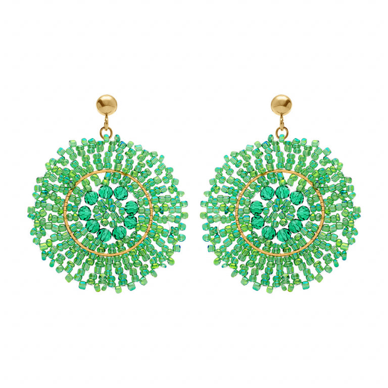 Boucles d’oreilles rondes perles de soleil – Acier doré | Azuline