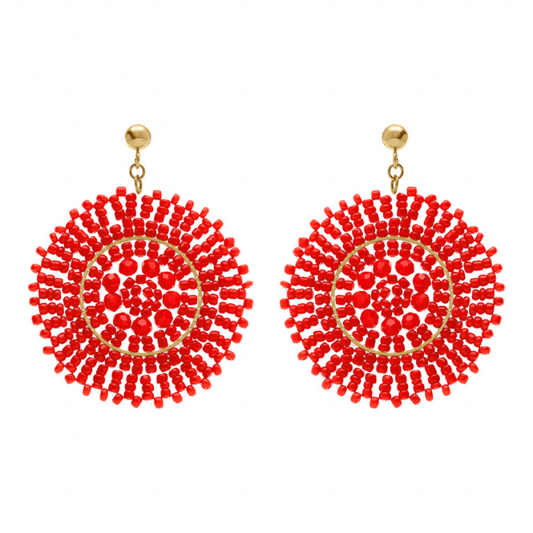 Boucles d’oreilles perles de soleil ronde – Acier doré | Azuline