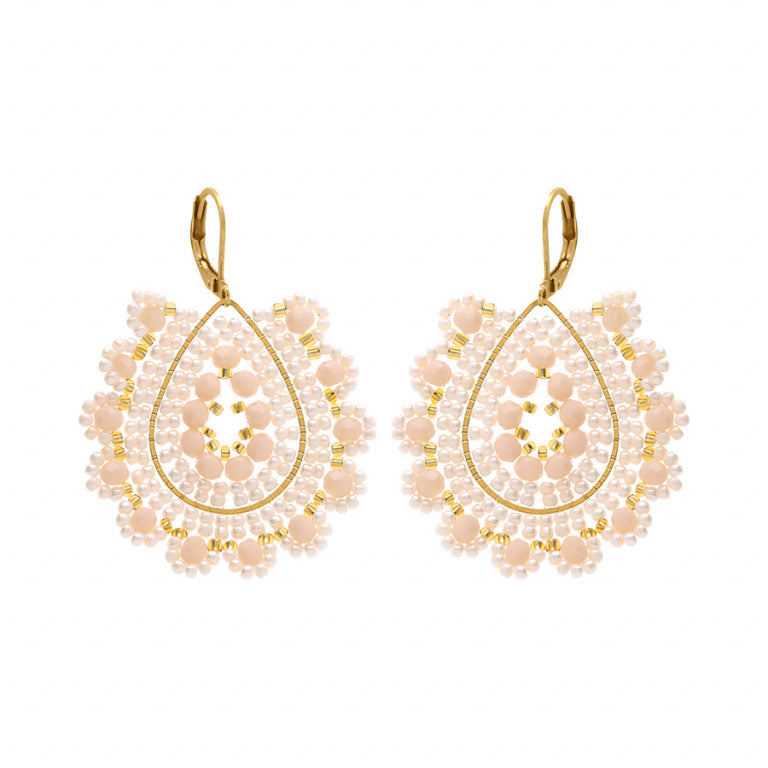 Boucles d’oreilles motif goutte nacré en acier doré
