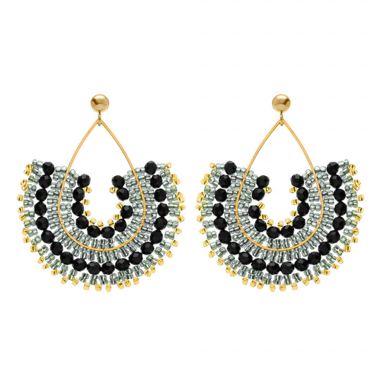 Boucles d’oreilles perles de soleil dormeuse en acier doré