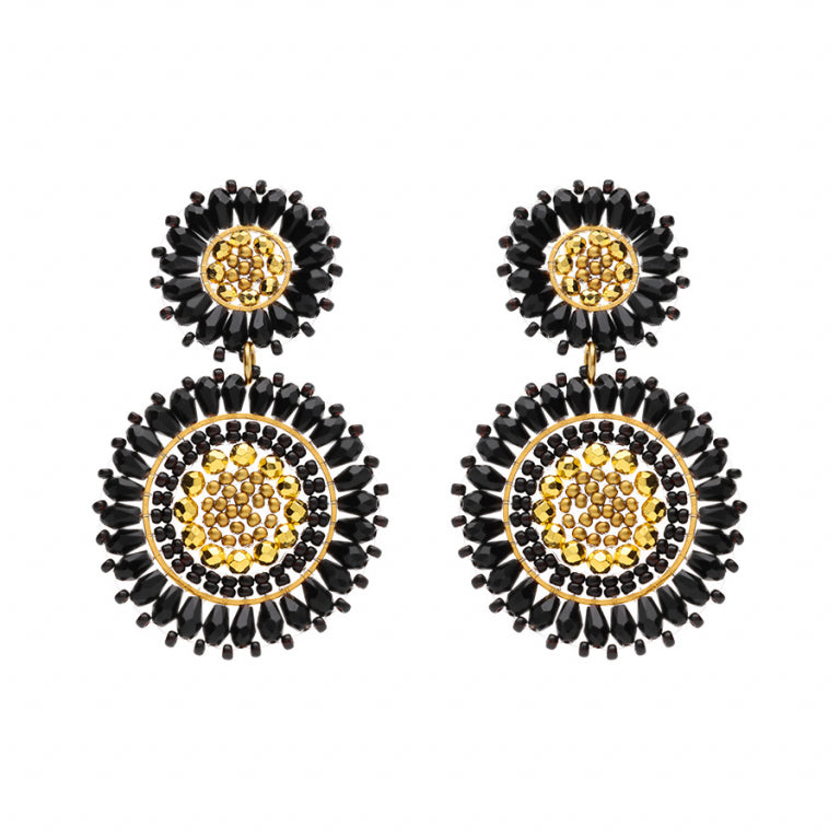 Boucles d’oreilles motif perles de soleil en acier doré