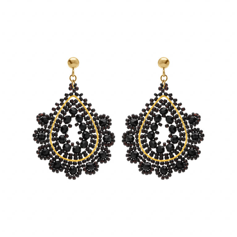 Boucles d’oreilles motif goutte perles de soleil en acier doré