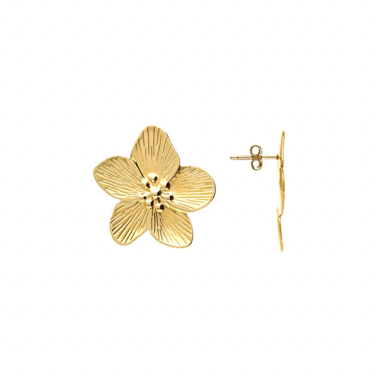 Flower Earrings – Golden Steel | Azuline view 2