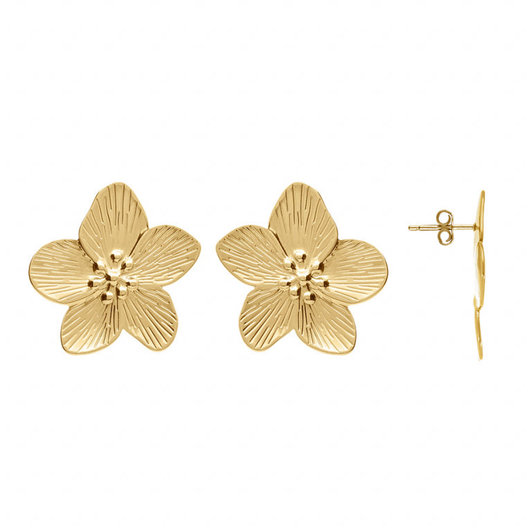 Flower Earrings – Golden Steel | Azuline