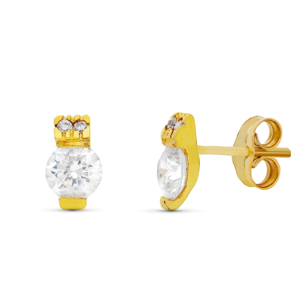 18K gul guld Zirconia øreringe 9X5 mm sommerfuglelås