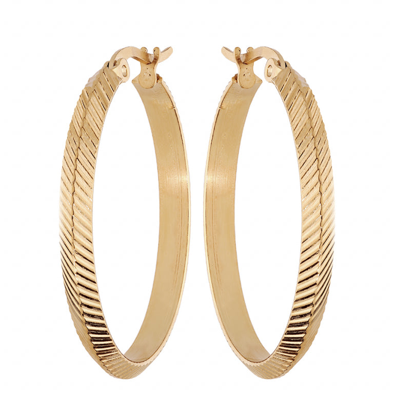 Çizgili Halka Küpeler – Altın Çelik | Azulin