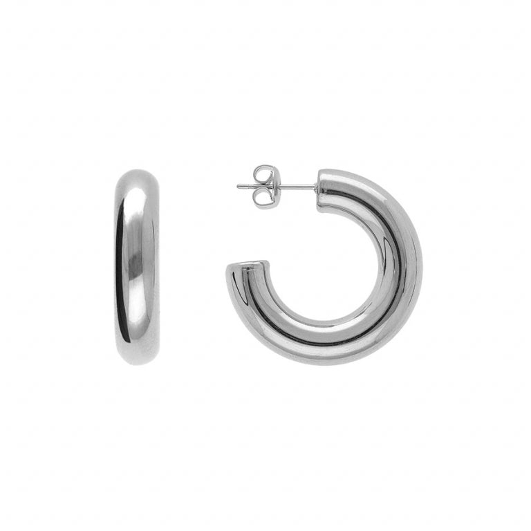 Tube Hoop Earrings – Silver Steel | Azuline