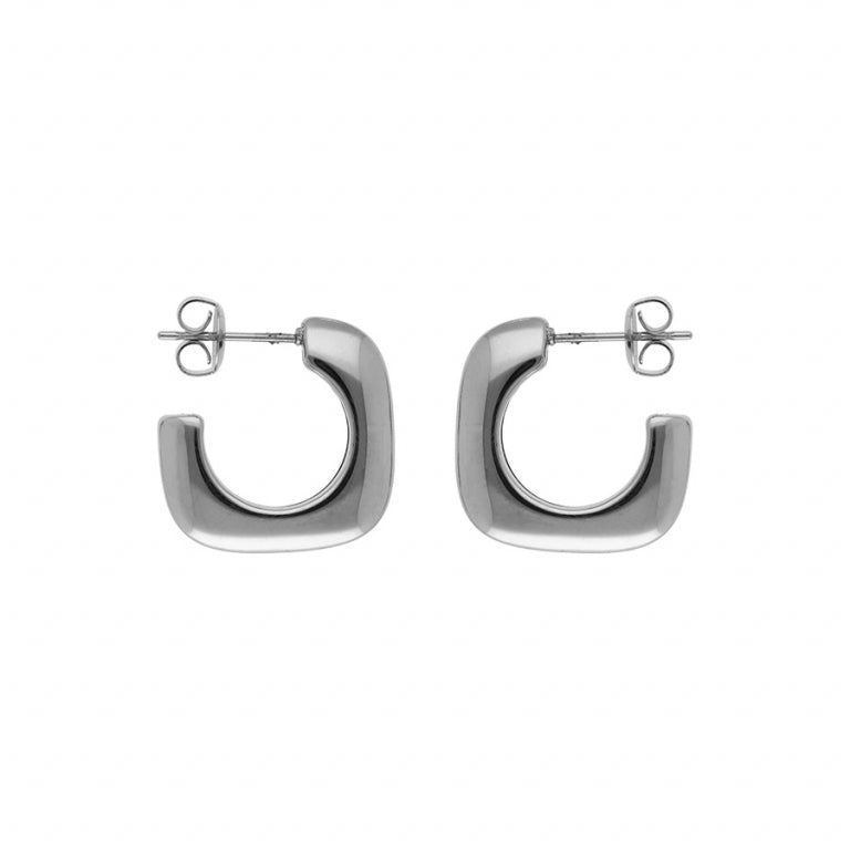 Square Hoop Earrings – Silver Steel | Azuline