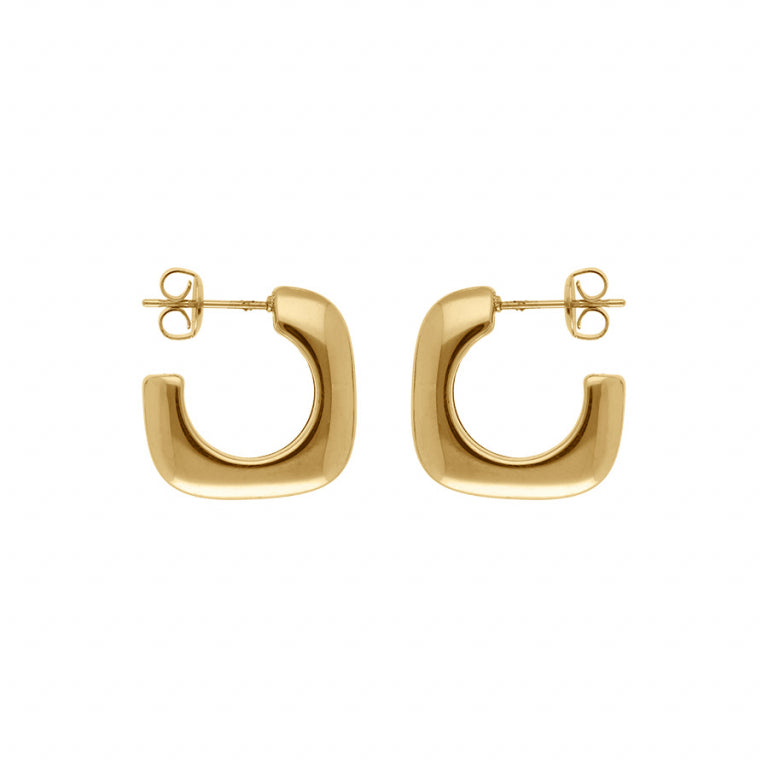 Square Hoop øreringe – gyldent stål | Azulin