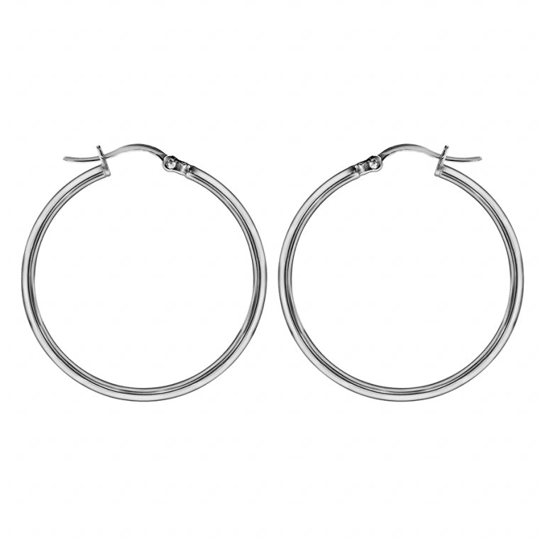 Brincos de argola circular – Aço prateado | Azuline