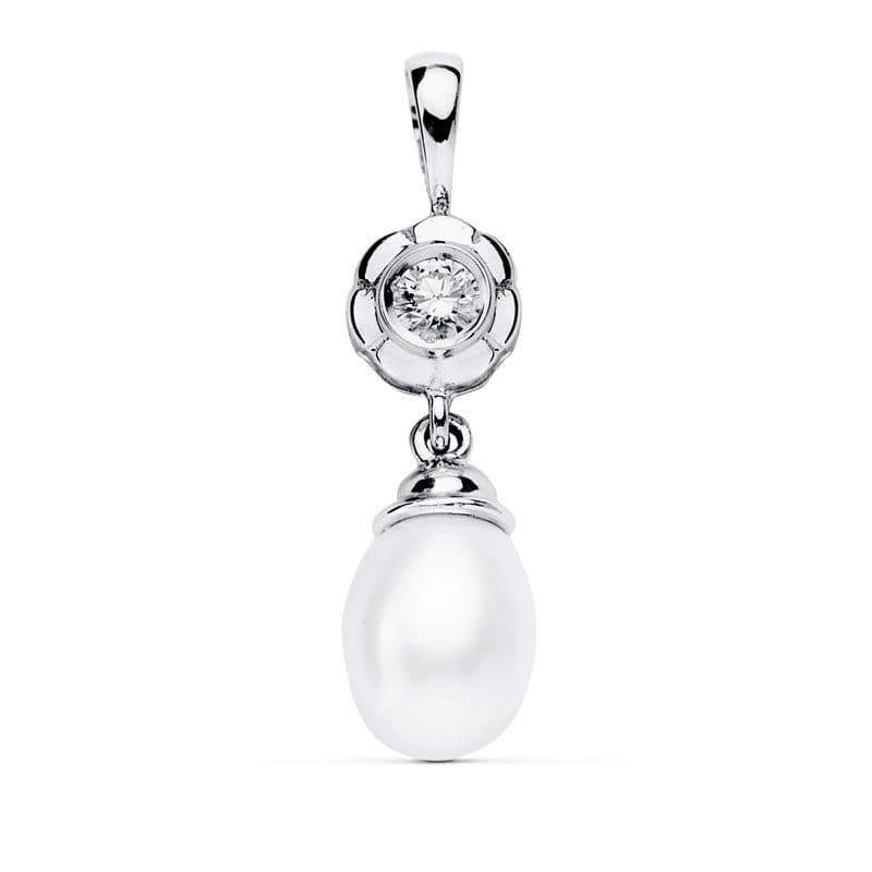Pandantiv din Aur Alb de 18K și Zirconiu 22 X 8 mm
