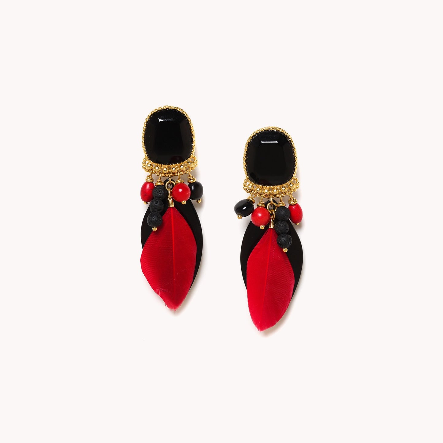 Darwin - Clips Rouges et Noires - Boucles d'oreilles - Nature Bijoux