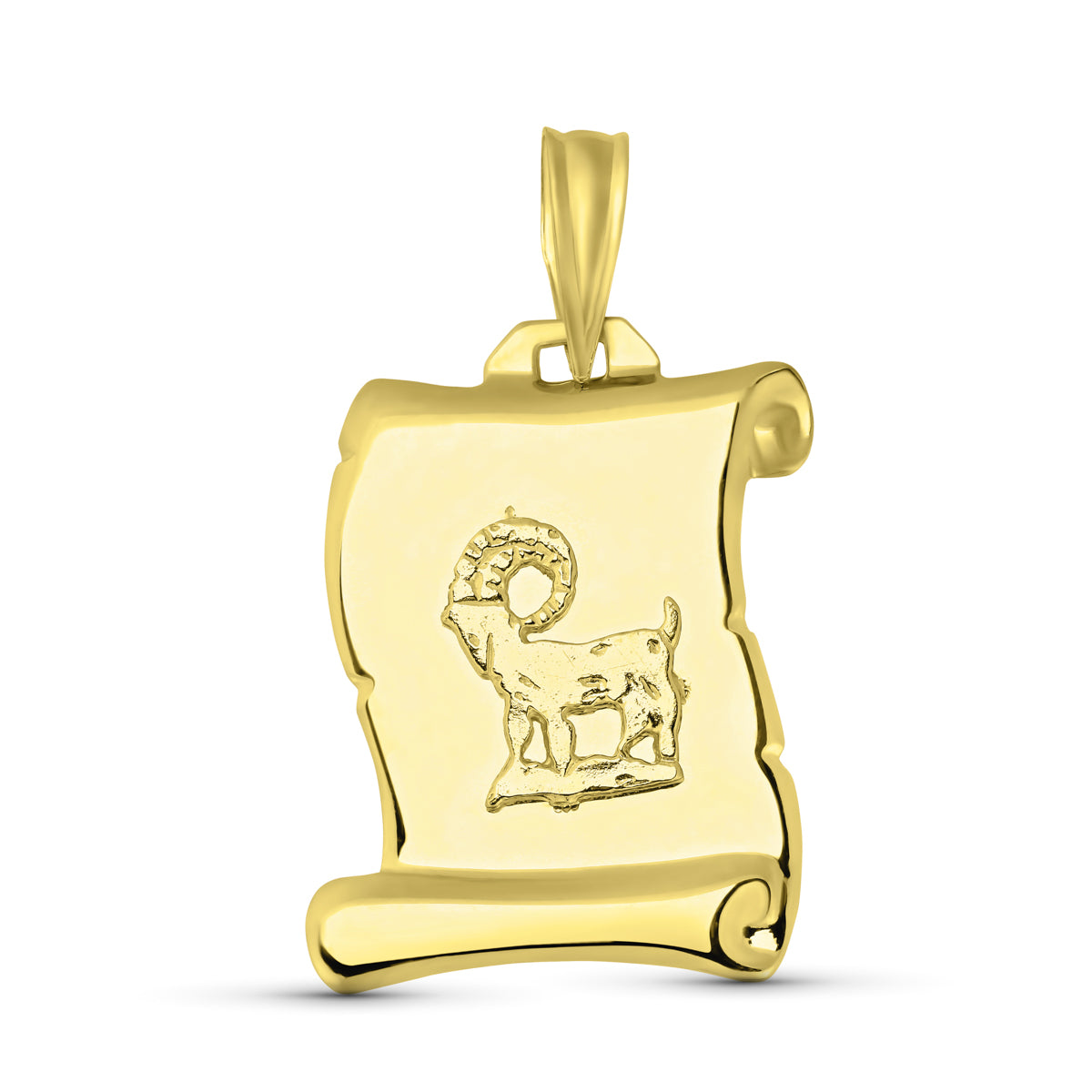 Horóscopo de Áries em pergaminho de ouro amarelo 18K