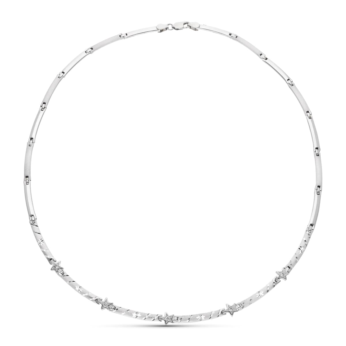 Collana con diamanti in oro bianco opaco e brillante 18 carati