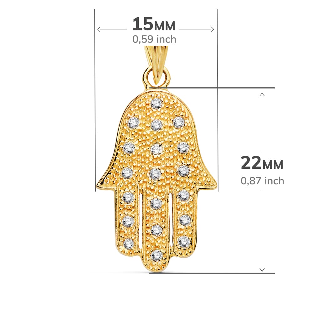 Pandantiv Mâna lui Fatima Aur Galben 18K 22X15 mm