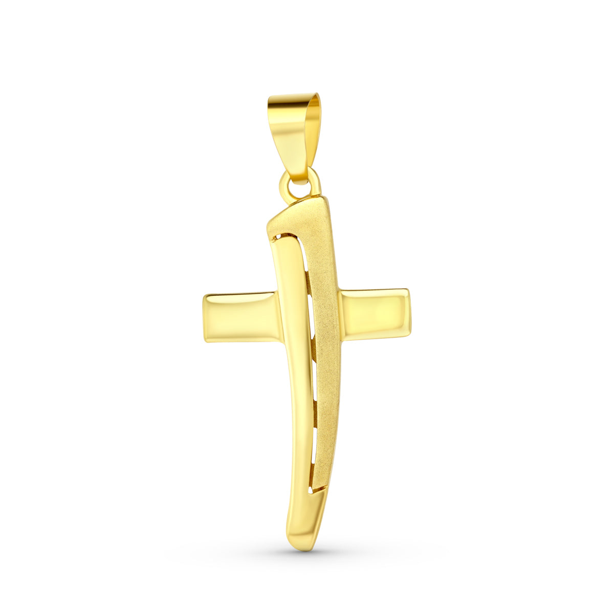 Kryds 18K mat og blank 40X22 mm