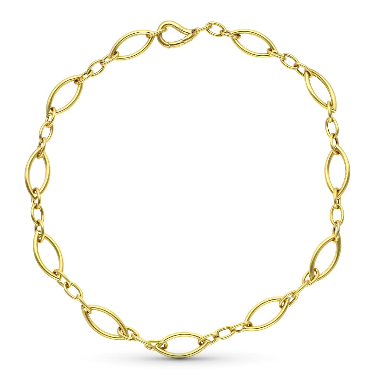 Gargantilla Oro Amarillo 18K Eslabón Oval Hueco 43 Cm