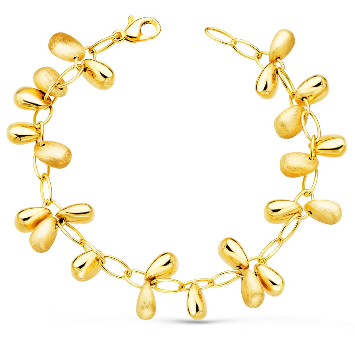 18K Yellow Gold Bracelet with Motifs. 19.5cm