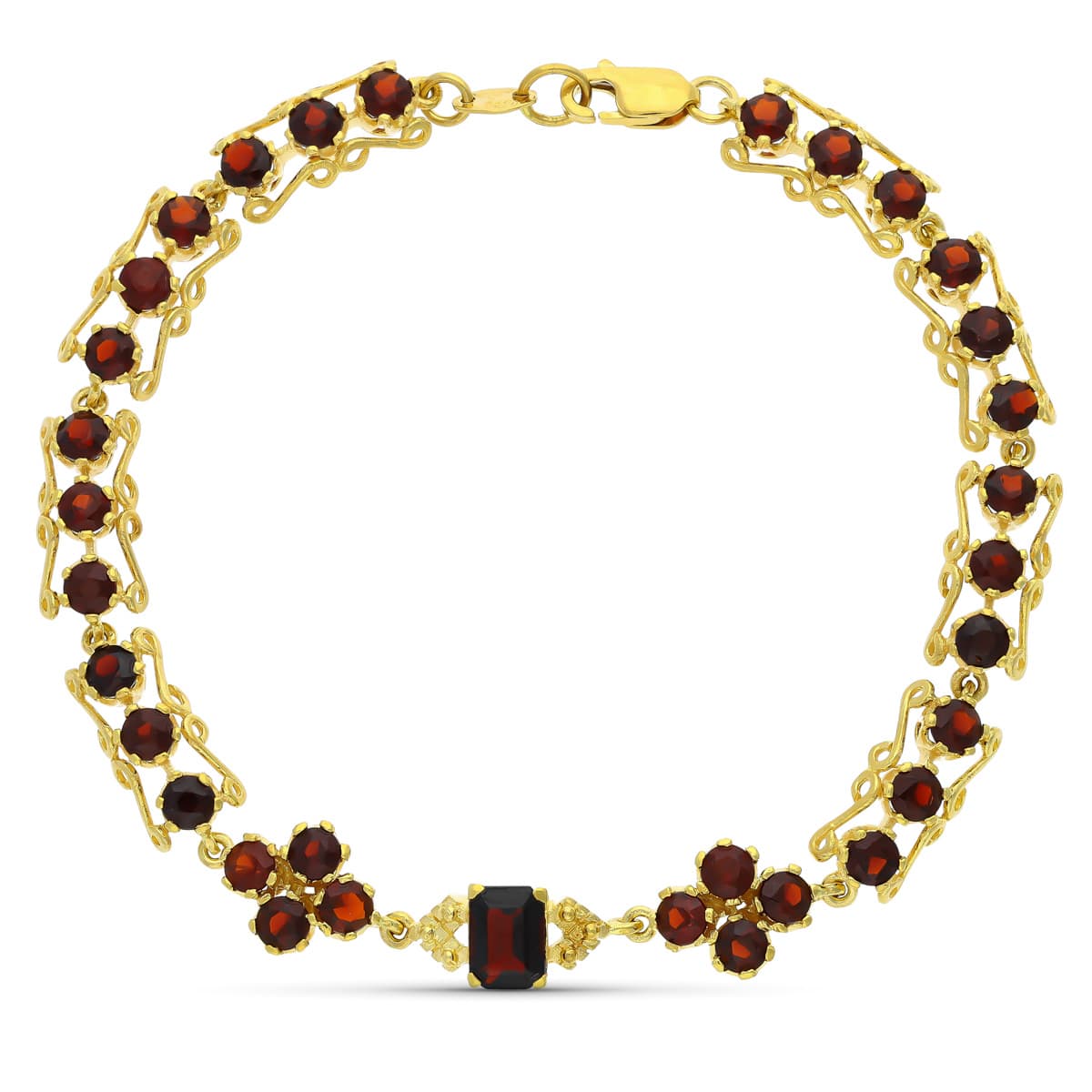 Bratara Aur Galben 18K si Granat 19 Cm