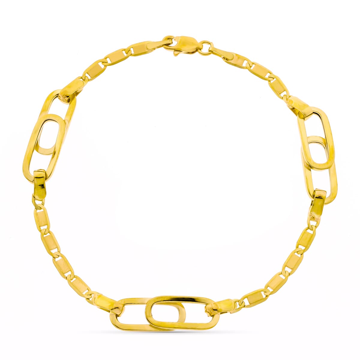 Bracciale In Oro Giallo 18 Carati Maglie E Catena Larghezza 11 mm Lunghezza 18,5 Cm