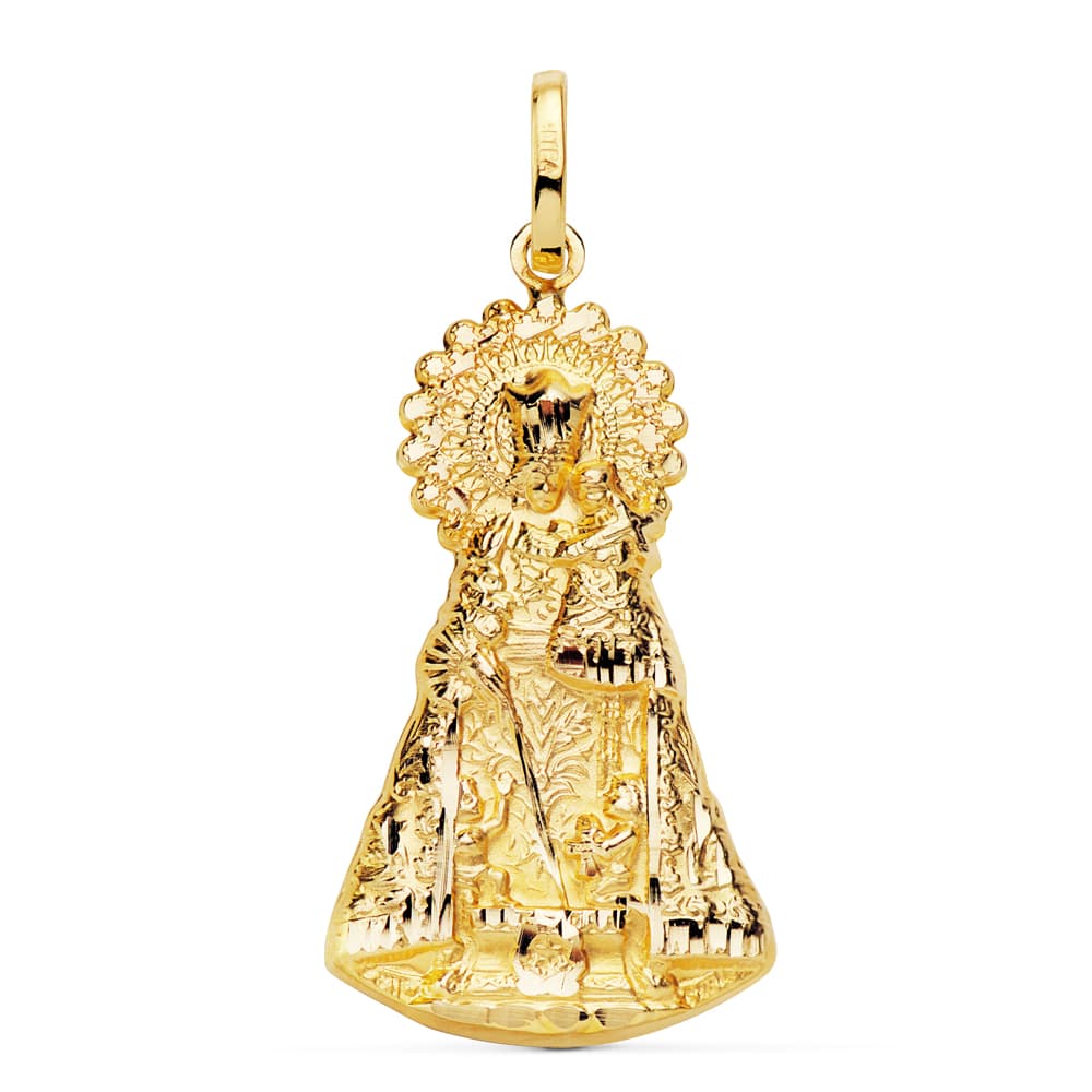 Medalla Oro Amarillo 18K Virgen de la Útil Silueta 33X18 mm
