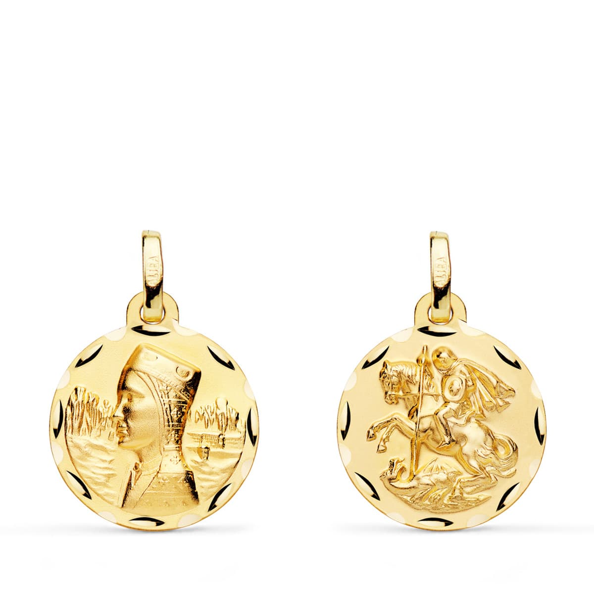 Scapular Vierge Montserrat et Saint George DIAMANTÉE18K 16 mm