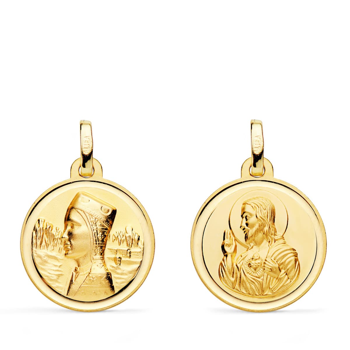 Escapulário Virgem Montserrat 18K e Moldura Coração de Jesus 18mm