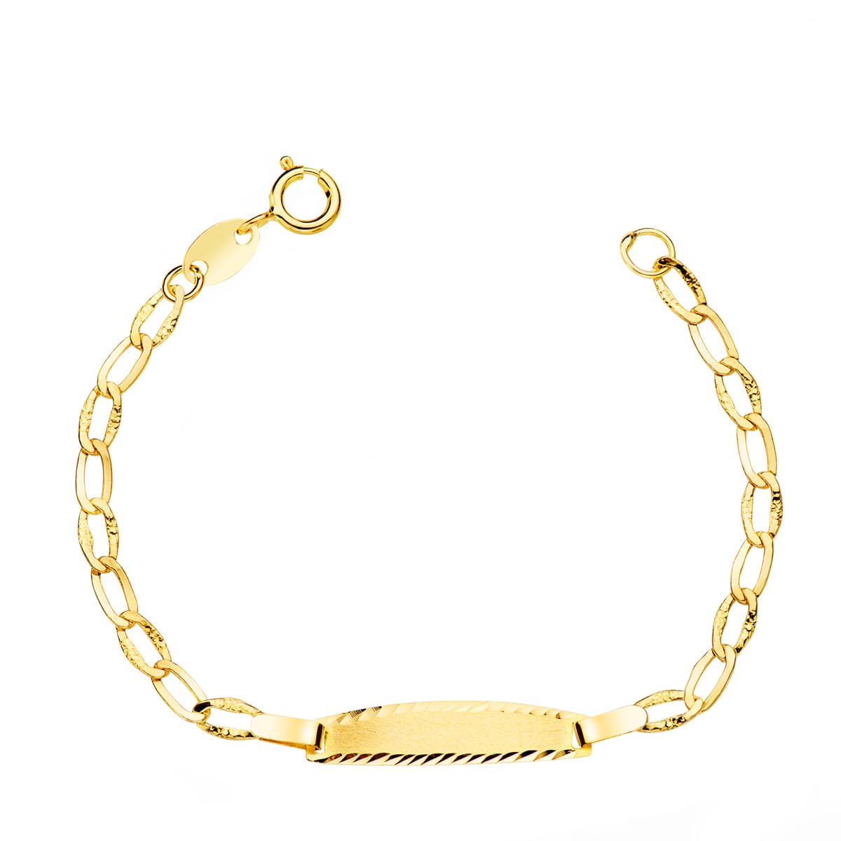 Babaszegélylánc 18 K sárga arany matt gyémánt 19X4 mm 12 cm