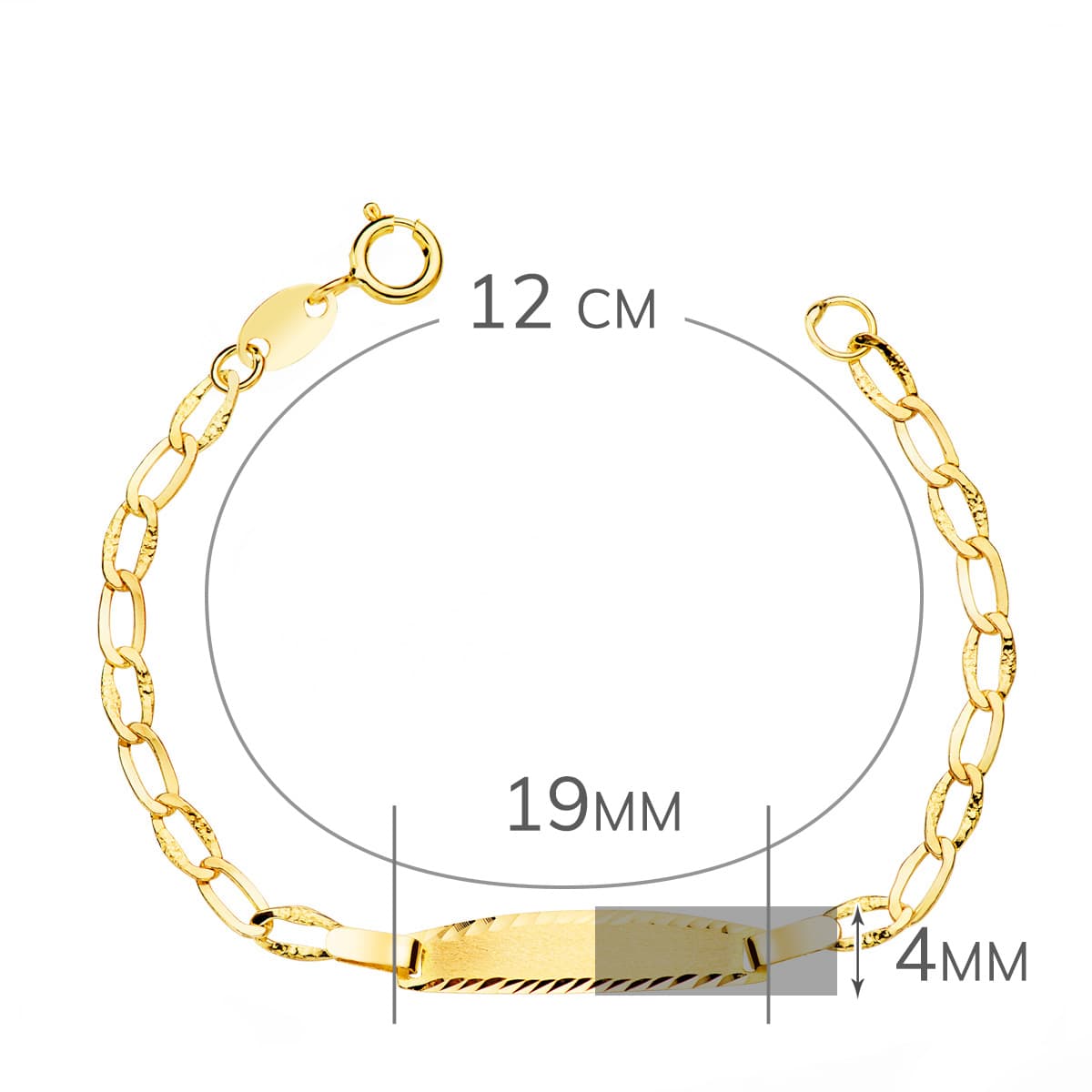 Babaszegélylánc 18 K sárga arany matt gyémánt 19X4 mm 12 cm