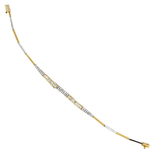 18K ブレスレット 2 ゴールド キュービックジルコニア付き 20 cm