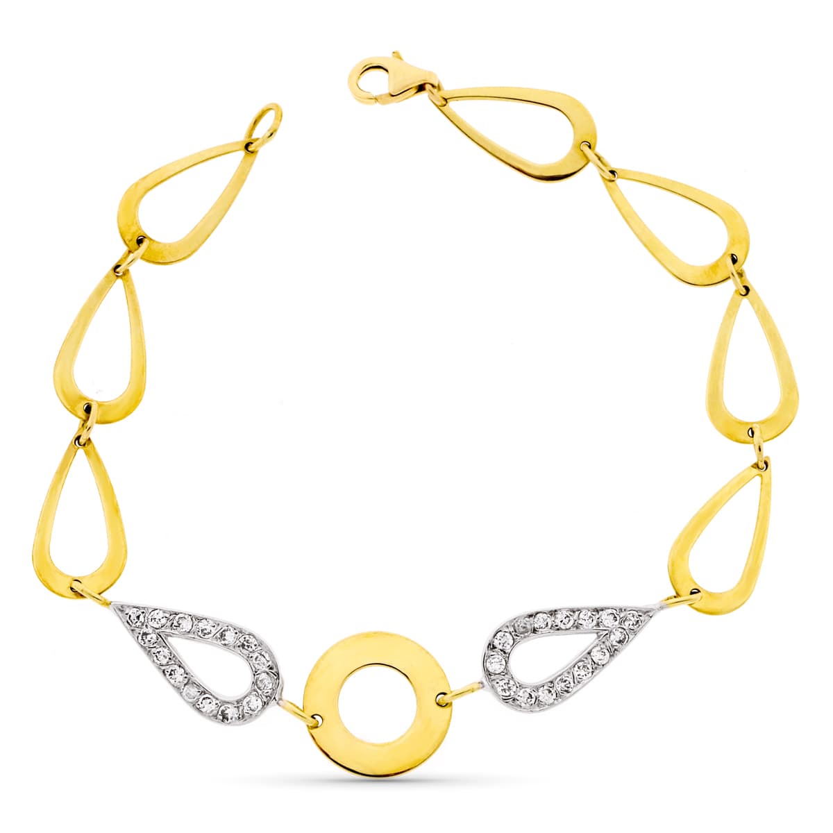ジルコン付き 18K ツートンカラー ゴールド ブレスレット