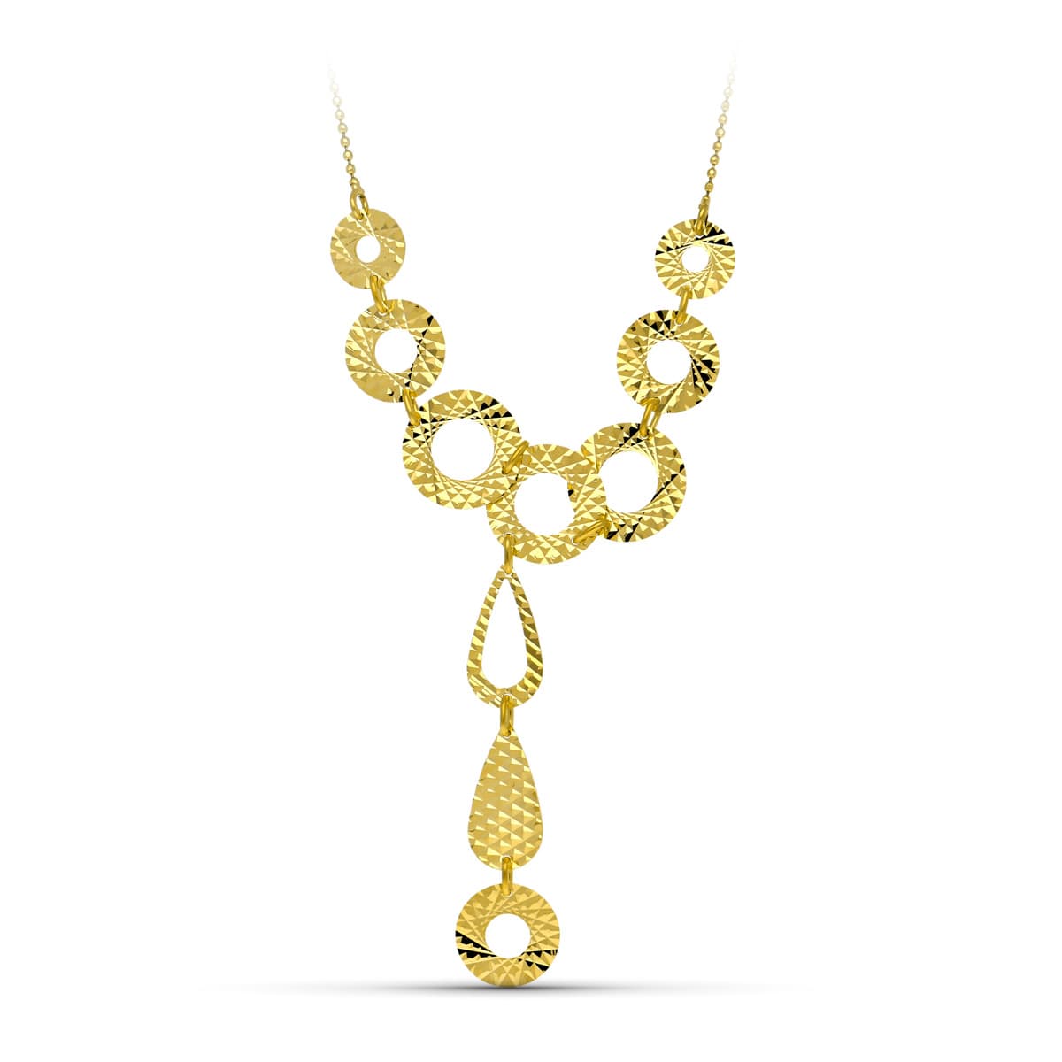 18K Yellow Gold Necklace Faceted Patterns