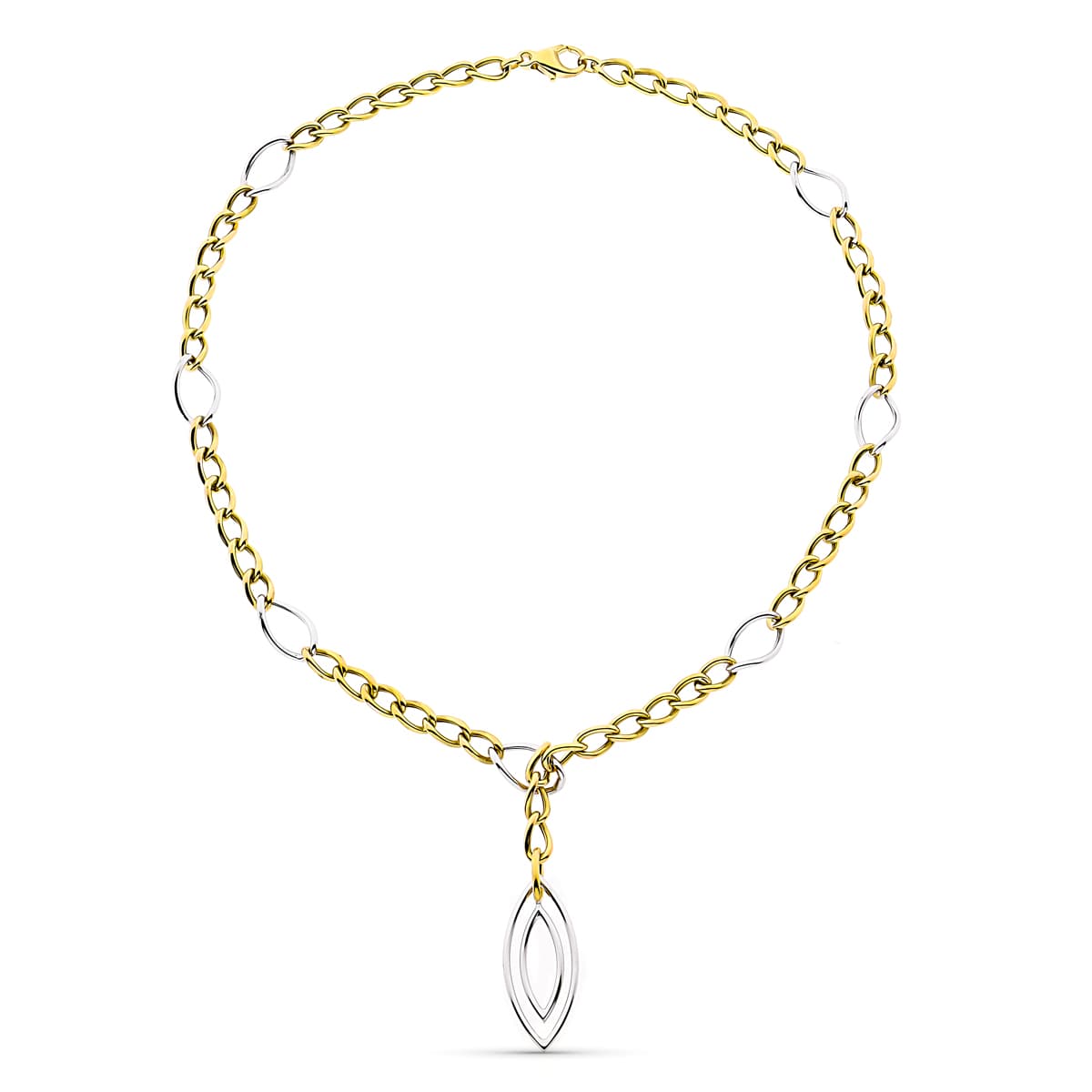 Colier din aur bicolor 18K Lățime 9 mm Lungime 27,50 cm