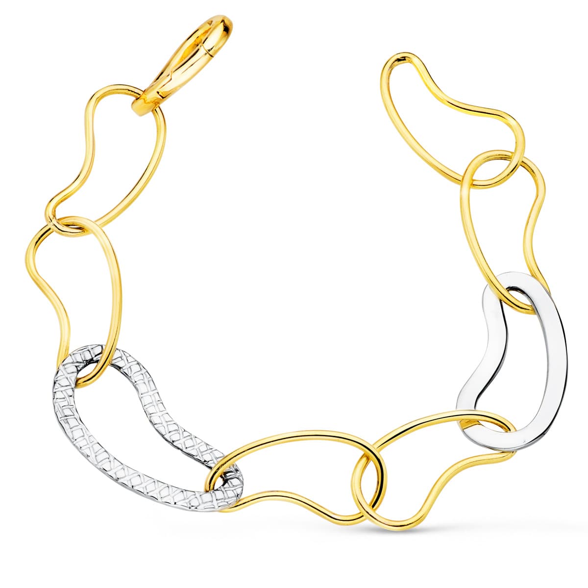 Armbånd i Brilliant 18K Tofarget gull og diamantlenker bredde 14 mm Lengde 20 Cm