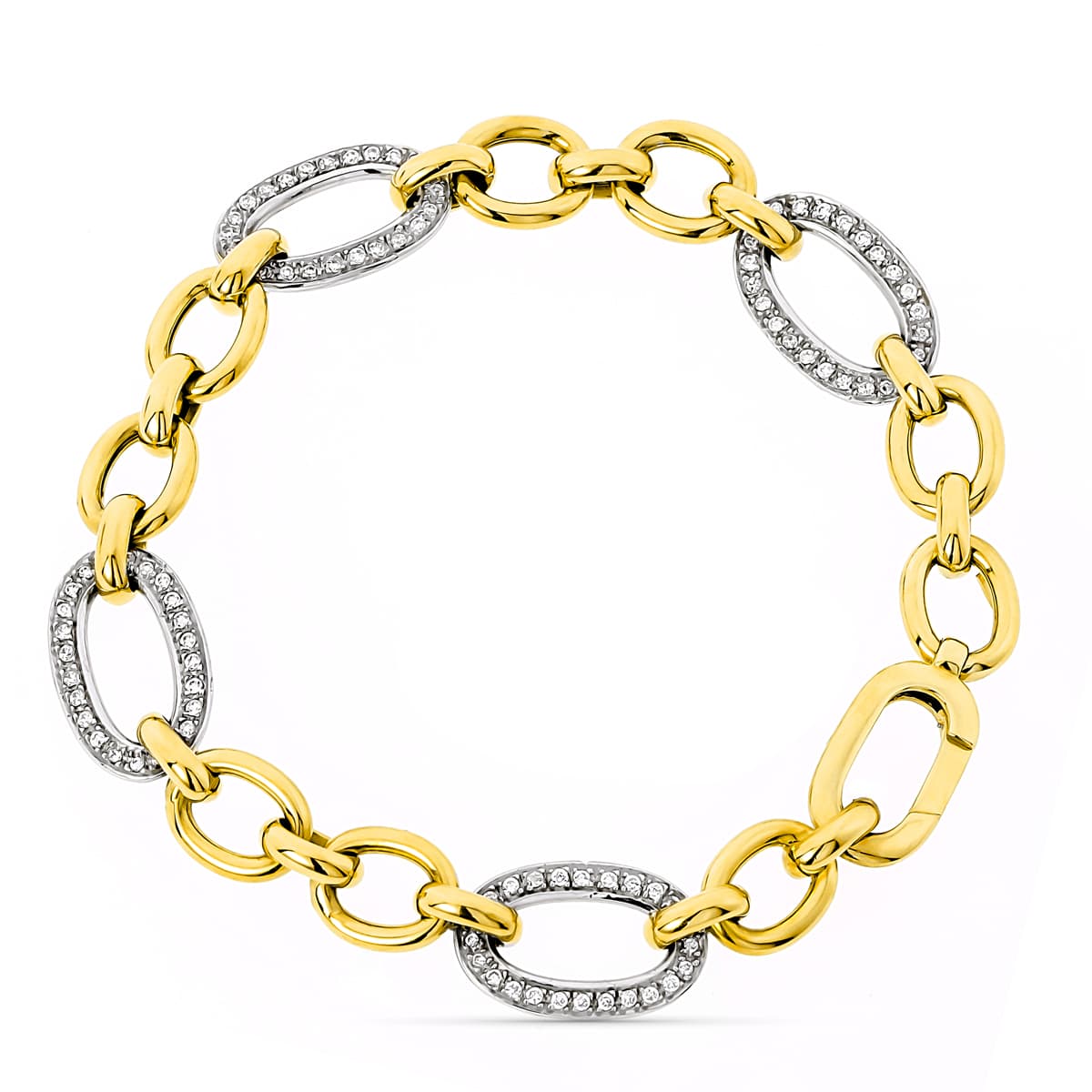 18K armbånd i 2 guld. Bredde 11 mm Længde 20 Cm.