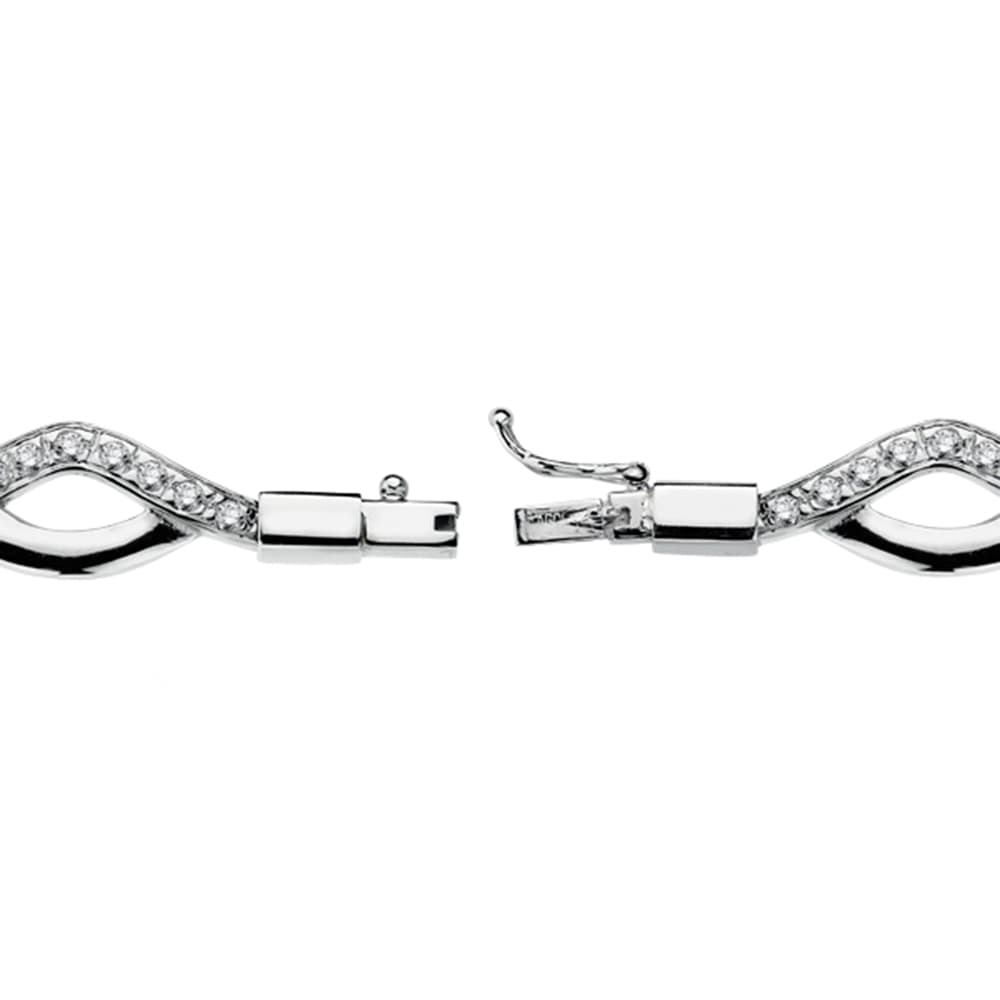 18K ホワイト ゴールド ブレスレット ジルコン 18.5 cm