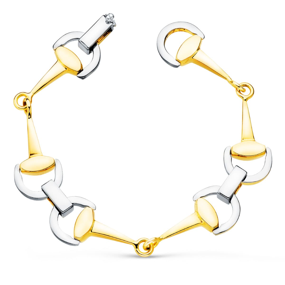 18K Two-tone Gold Bracelet. Width 14 mm Length 20 Cm