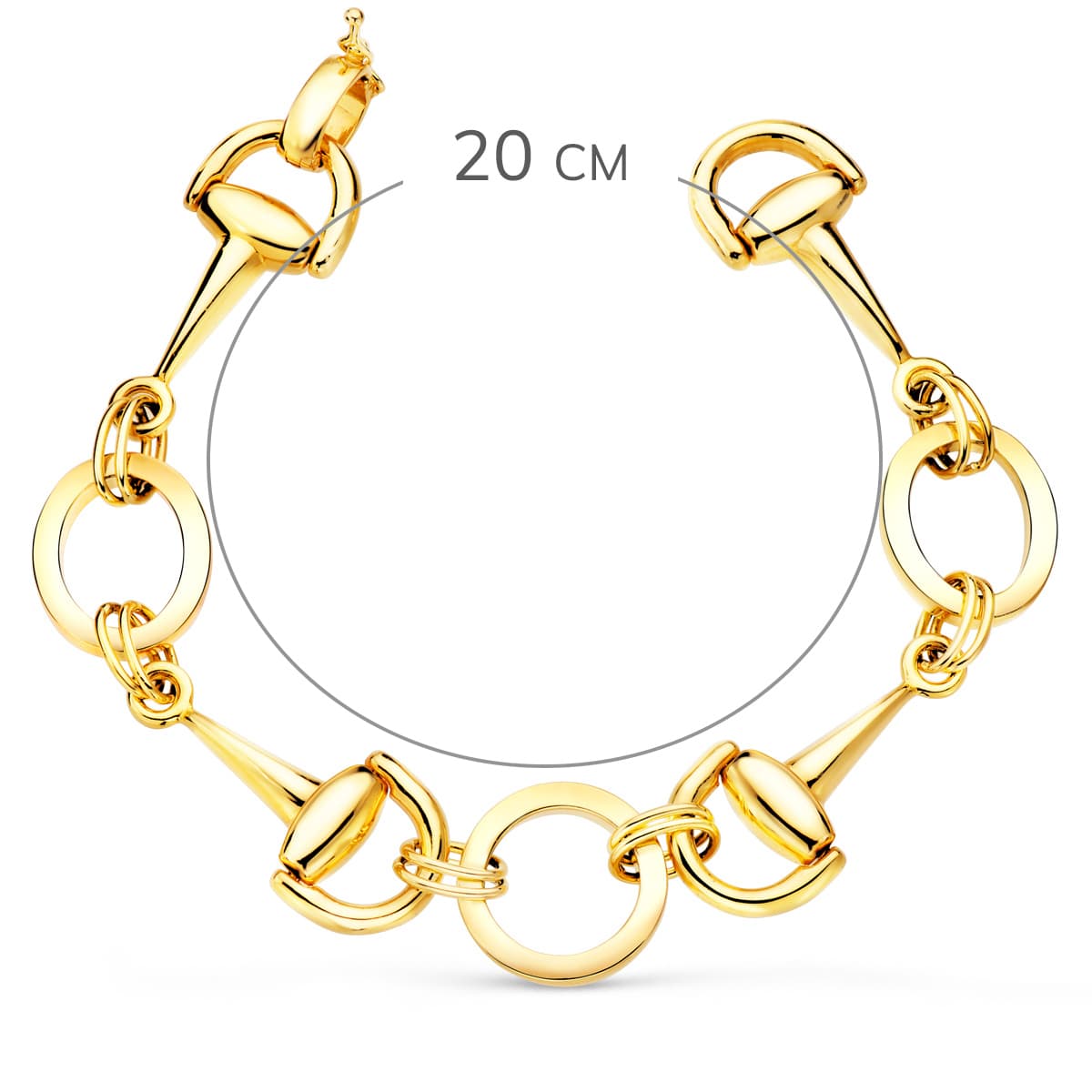 18K gult gull leddet armbånd med armbånd og lysende sirkler 20 cm