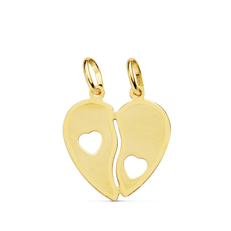 Pendentif Coeur Fendu en Or Jaune 18K 15X15 mm