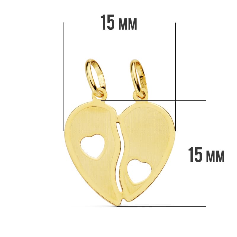 Pendentif Coeur Fendu en Or Jaune 18K 15X15 mm
