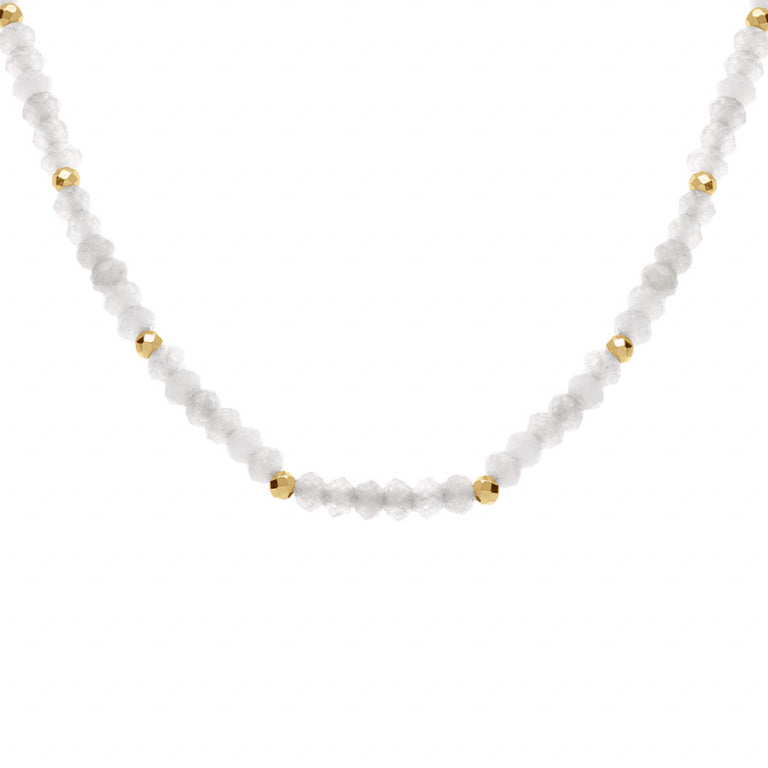 Colar Ágata Branca – Aço Dourado | Azuline