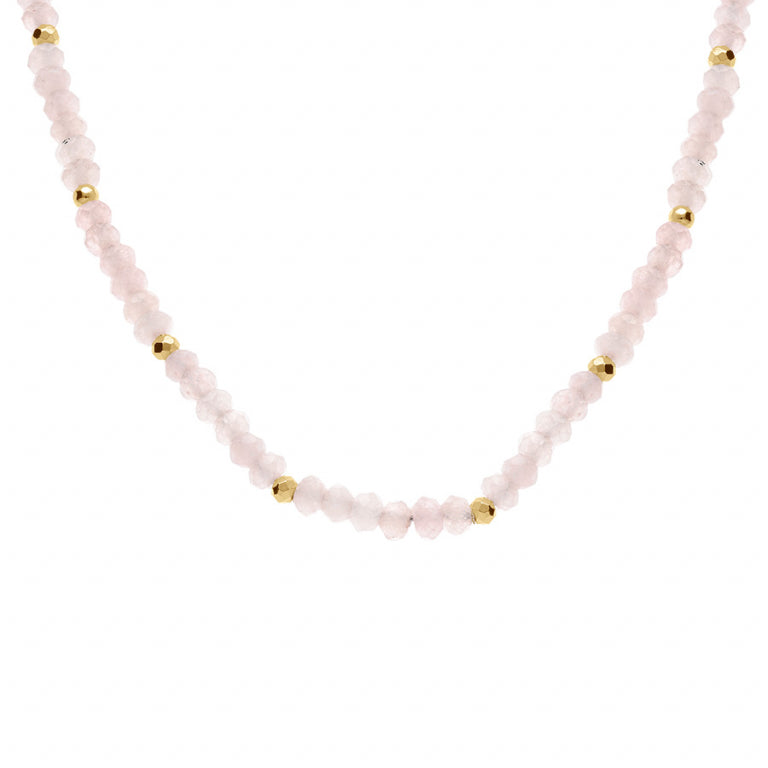 Colar Quartzo Rosa – Aço Dourado | Azuline